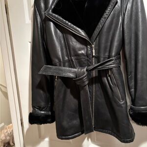 Black Leather Fur Lined Jacket